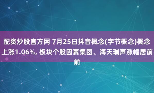 配资炒股官方网 7月25日抖音概念(字节概念)概念上涨1.06%, 板块个股因赛集团、海天瑞声涨幅居前